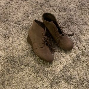 Brown suede wedge boot size 9